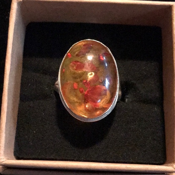 Fire Opal Genuine Gemstone, 925 silver - Picture 1 of 8